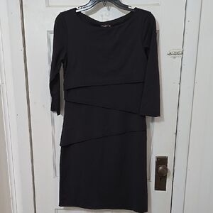 J McLaughlin Nicola Layered Shift DRESS Elegant Black Layered CLASSIC SIZE SMALL